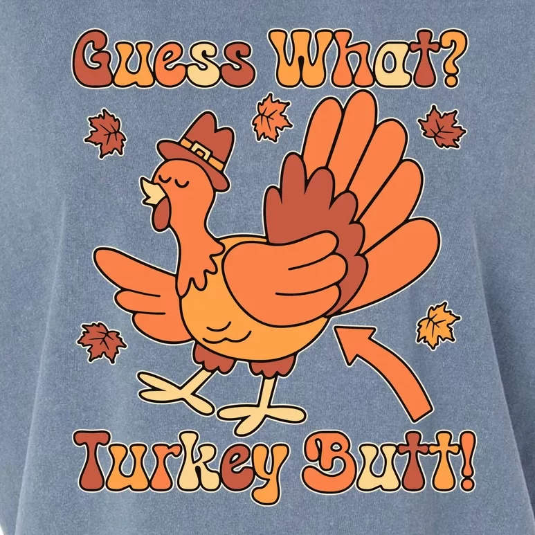 Funny Retro Thanksgiving Guess What Turkey Butt Garment-Dyed Women's Muscle Tee