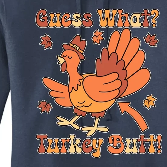 Funny Retro Thanksgiving Guess What Turkey Butt Women's Pullover Hoodie