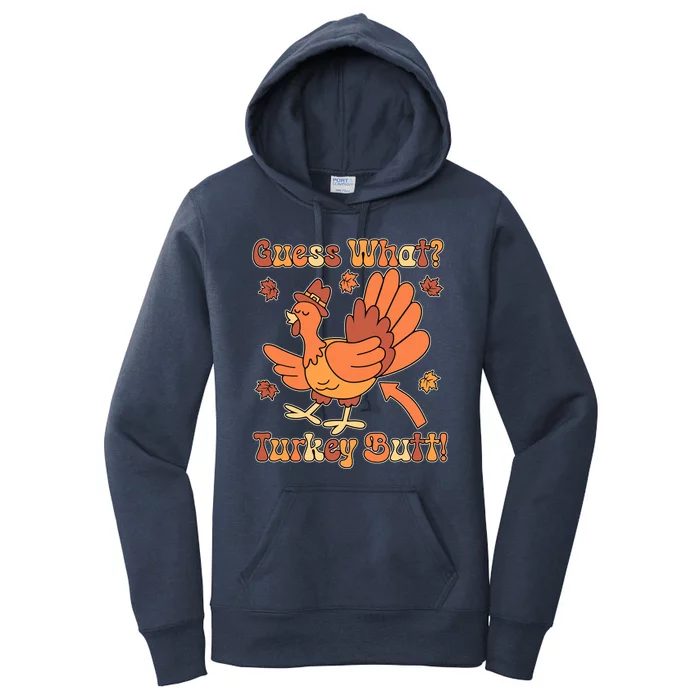 Funny Retro Thanksgiving Guess What Turkey Butt Women's Pullover Hoodie