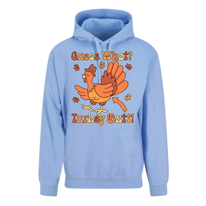 Funny Retro Thanksgiving Guess What Turkey Butt Unisex Surf Hoodie