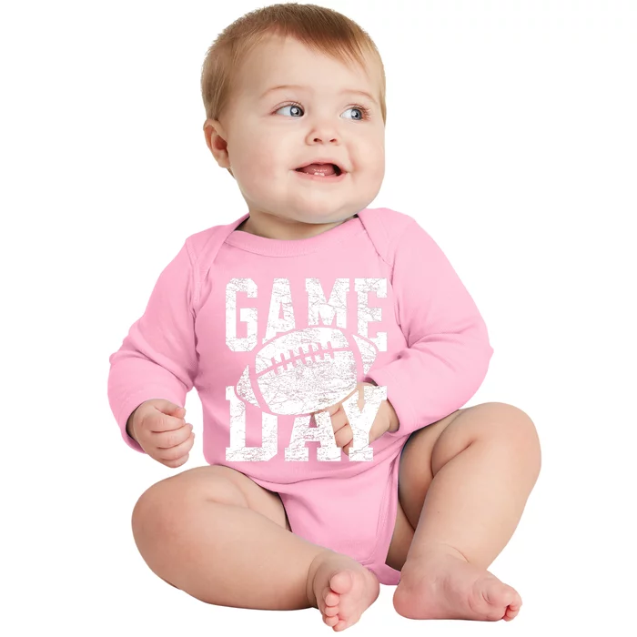 Funny Retro Team Sports Vintage Football Season Game Day Baby Long Sleeve Bodysuit