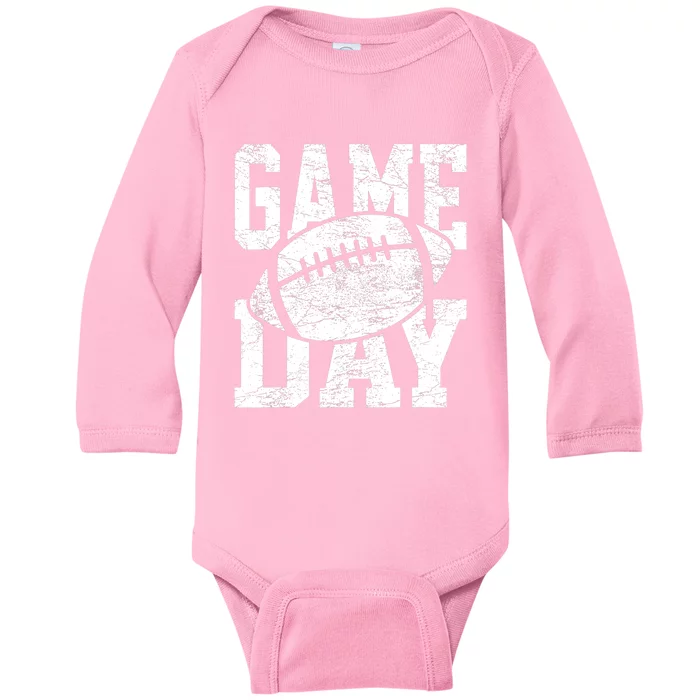 Funny Retro Team Sports Vintage Football Season Game Day Baby Long Sleeve Bodysuit