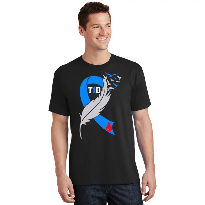 Funny Ribbon T1D Warriors Diabetes Awareness T-Shirt