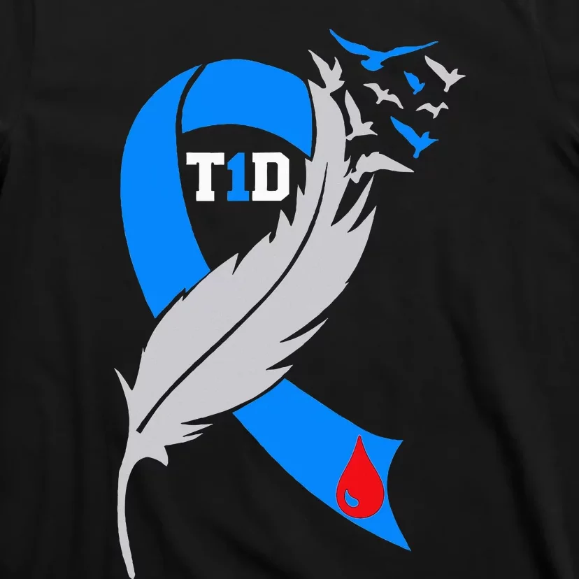 Funny Ribbon T1D Warriors Diabetes Awareness T-Shirt