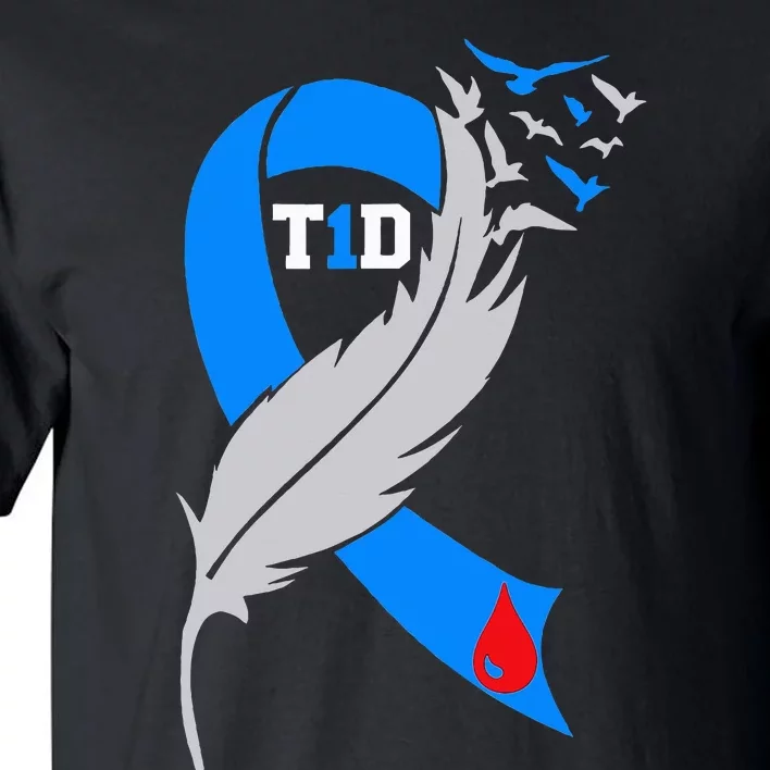 Funny Ribbon T1D Warriors Diabetes Awareness Tall T-Shirt