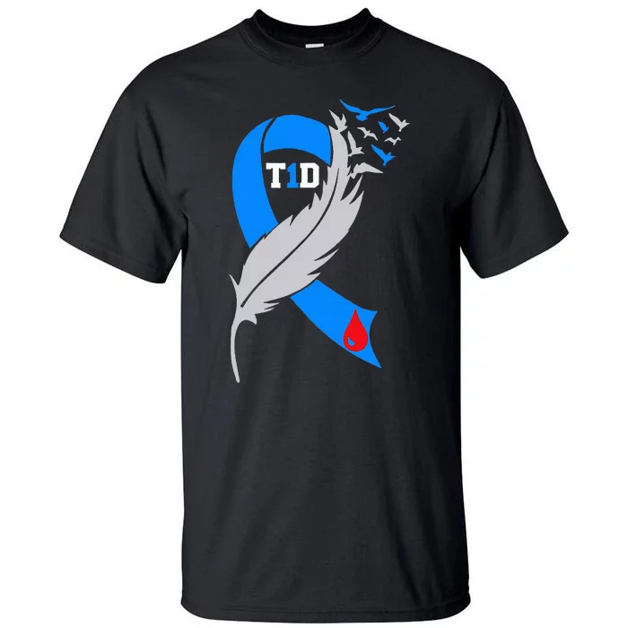 Funny Ribbon T1D Warriors Diabetes Awareness Tall T-Shirt