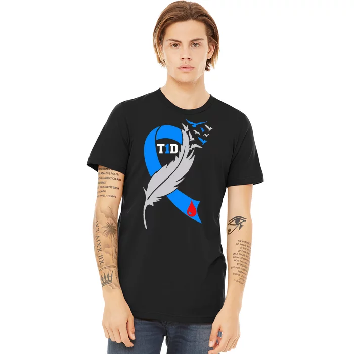 Funny Ribbon T1D Warriors Diabetes Awareness Premium T-Shirt