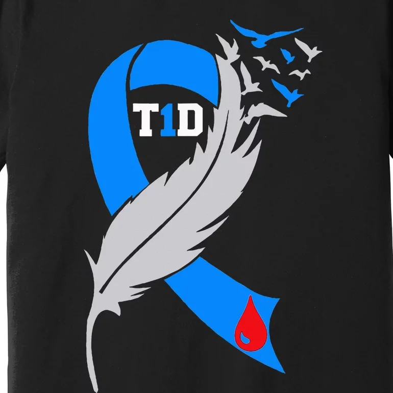 Funny Ribbon T1D Warriors Diabetes Awareness Premium T-Shirt