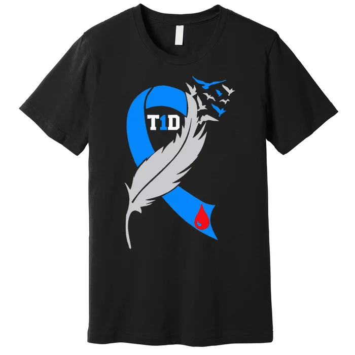 Funny Ribbon T1D Warriors Diabetes Awareness Premium T-Shirt