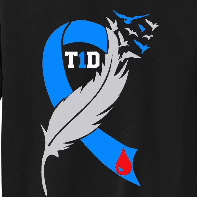 Funny Ribbon T1D Warriors Diabetes Awareness Tall Sweatshirt