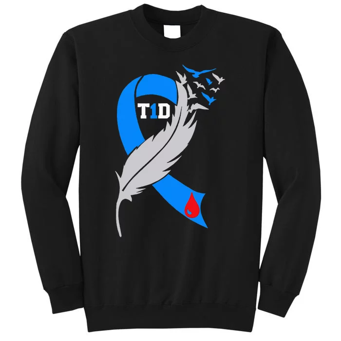 Funny Ribbon T1D Warriors Diabetes Awareness Tall Sweatshirt