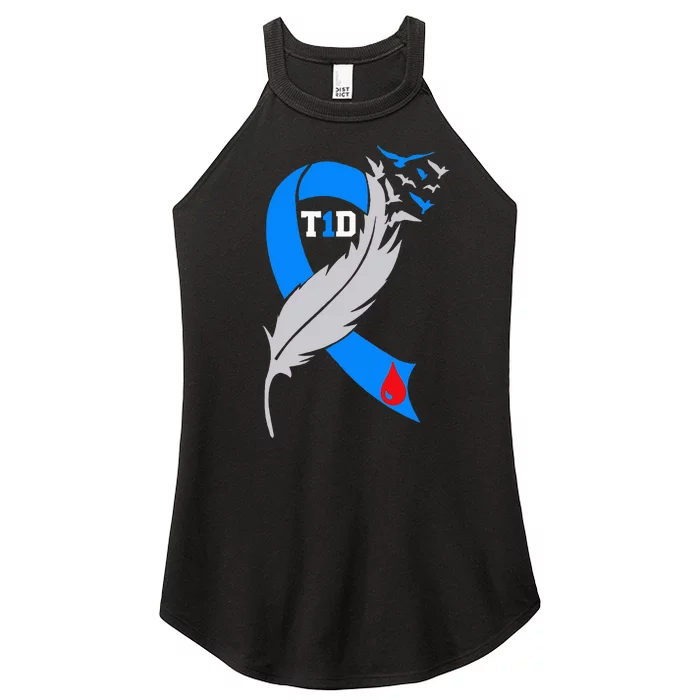 Funny Ribbon T1D Warriors Diabetes Awareness Women’s Perfect Tri Rocker Tank