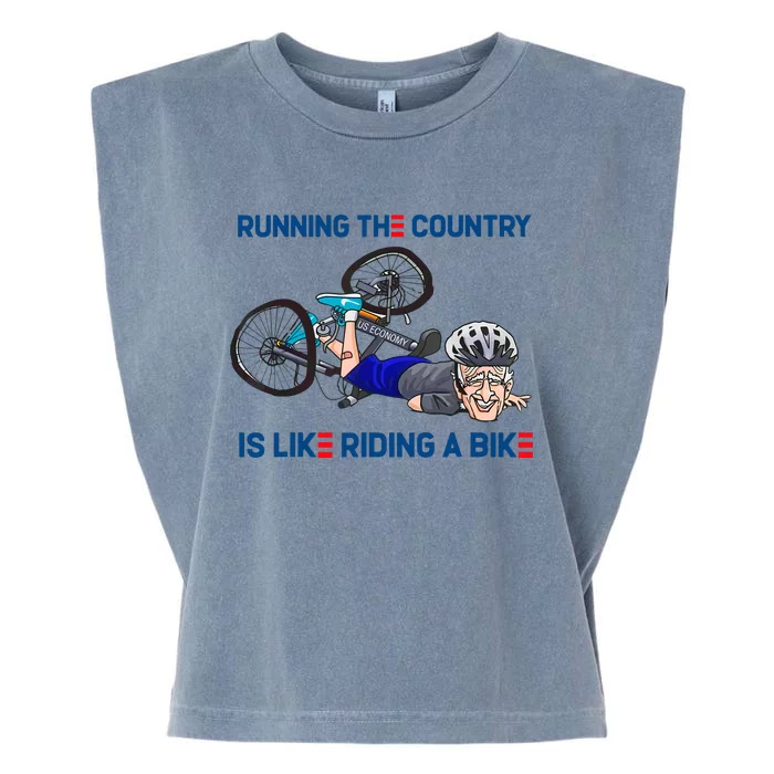 Joe Biden Running The Country Is Like Riding A Bike Garment-Dyed Women's Muscle Tee