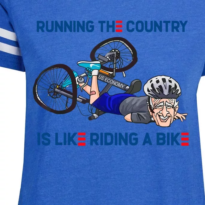 Joe Biden Running The Country Is Like Riding A Bike Enza Ladies Jersey Football T-Shirt