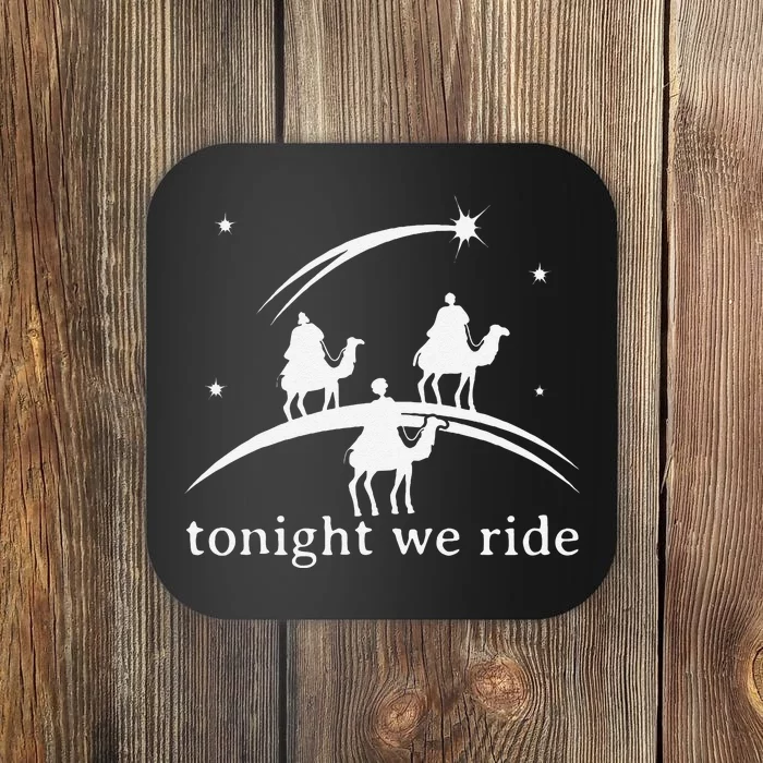 Funny Retro Tonight We Ride Jesus Christian Merry Christmas Coaster