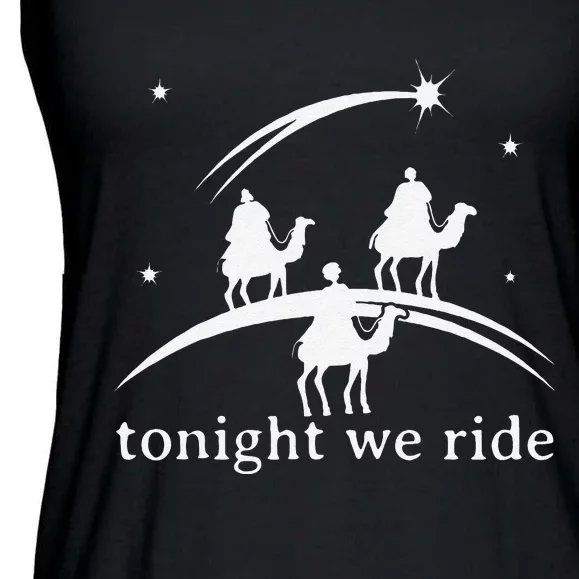 Funny Retro Tonight We Ride Jesus Christian Merry Christmas Ladies Essential Flowy Tank