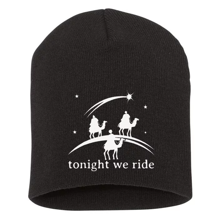 Funny Retro Tonight We Ride Jesus Christian Merry Christmas Short Acrylic Beanie