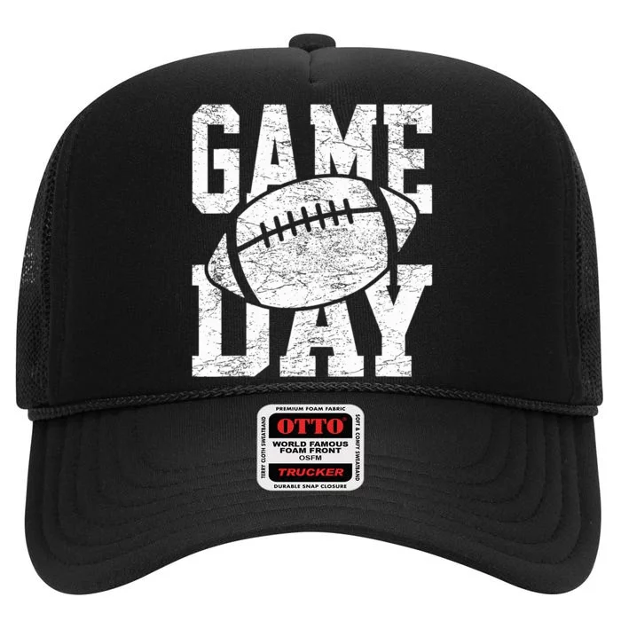 Funny Retro Team Sports Vintage Football Season Game Day High Crown Mesh Trucker Hat