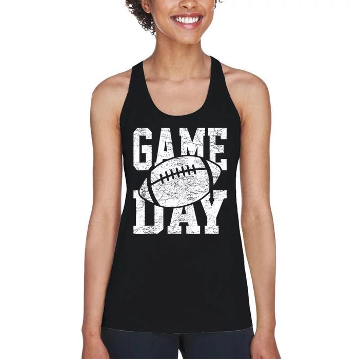 Funny Retro Team Sports Vintage Football Season Game Day Women's Racerback Tank