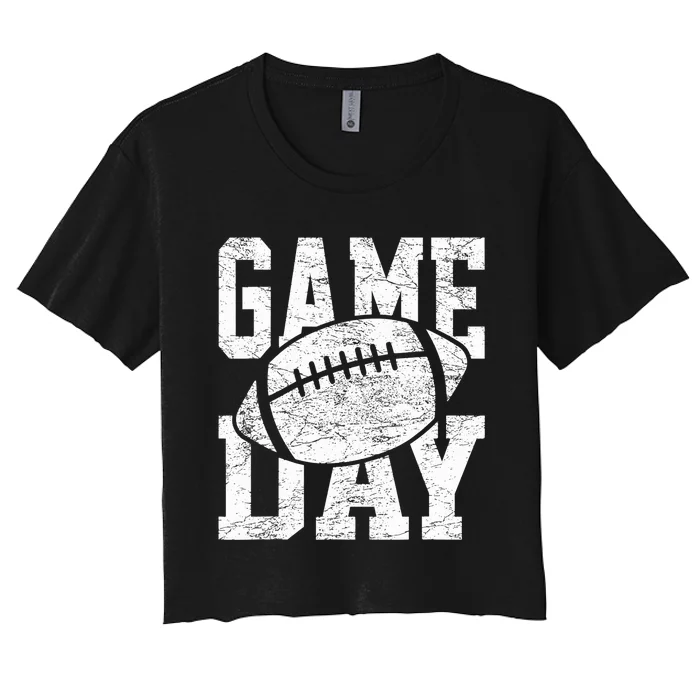 Funny Retro Team Sports Vintage Football Season Game Day Women's Crop Top Tee