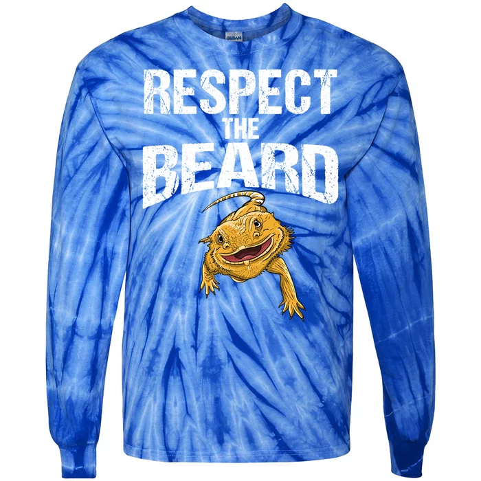 Funny Respect The Beard Gift Cute Bearded Dragon Gift Tie-Dye Long Sleeve Shirt