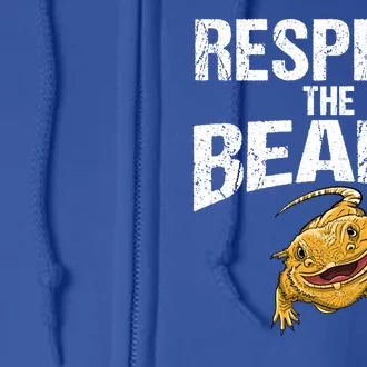 Funny Respect The Beard Gift Cute Bearded Dragon Gift Full Zip Hoodie