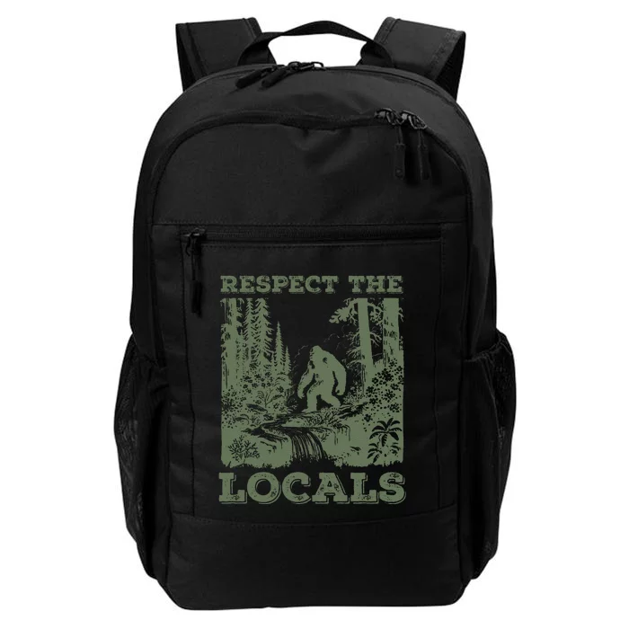 Funny Respect The Locals Big Foot Sasquatch Yeti Walking In The Forest Vintage Daily Commute Backpack