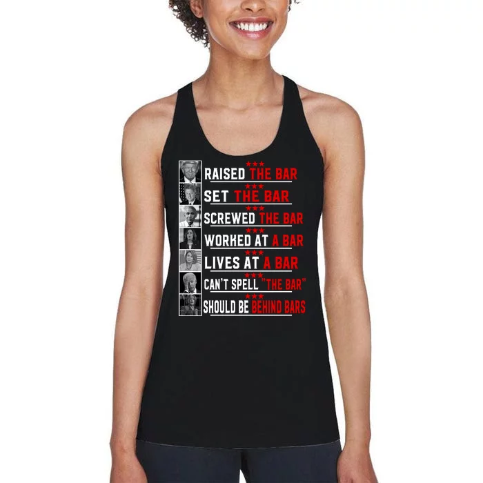 Funny Raised The Bar Pro Donald Trump Quote Women's Racerback Tank