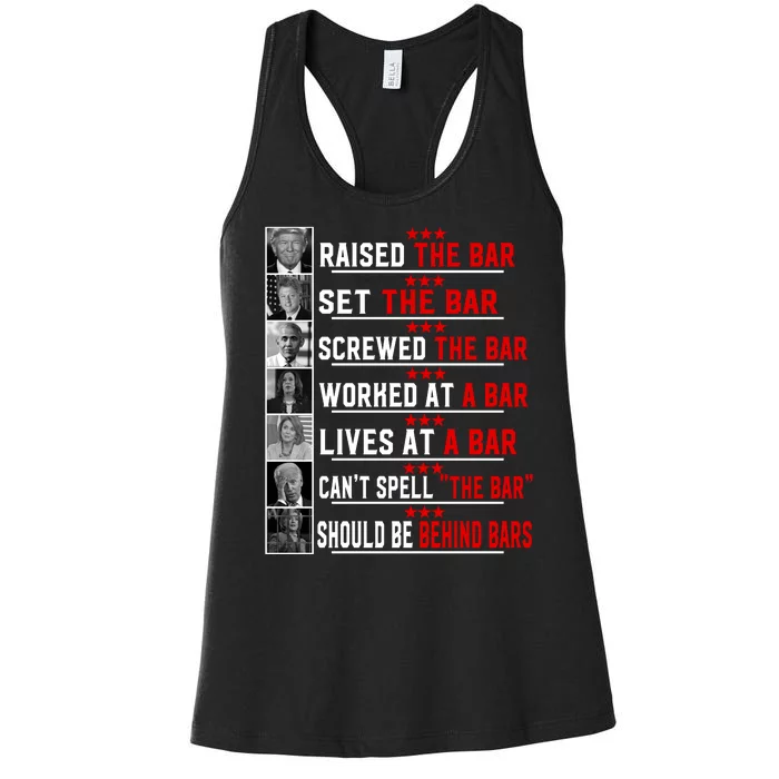 Funny Raised The Bar Pro Donald Trump Quote Women's Racerback Tank