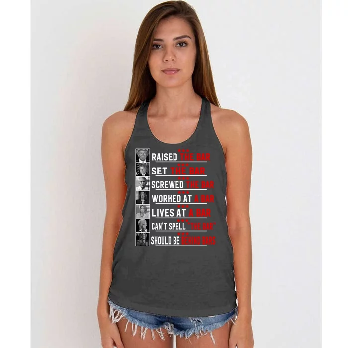 Funny Raised The Bar Pro Donald Trump Quote Women's Knotted Racerback Tank