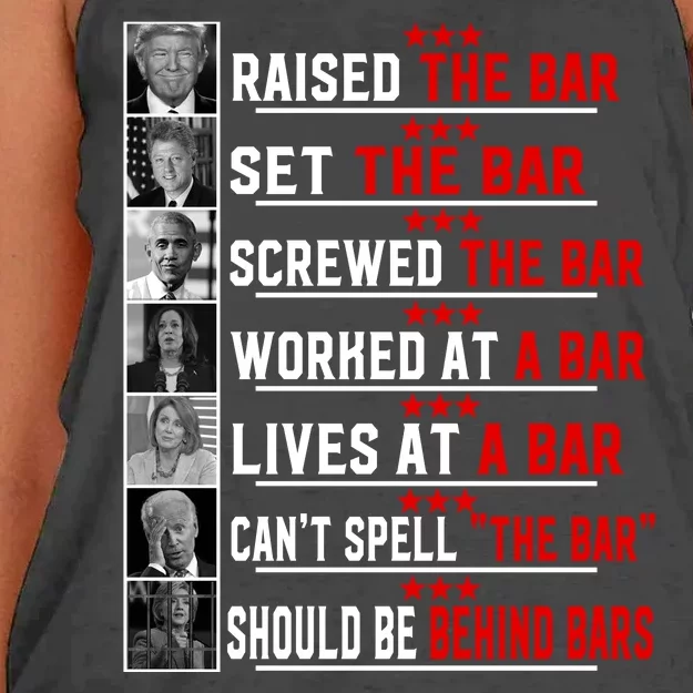 Funny Raised The Bar Pro Donald Trump Quote Women's Knotted Racerback Tank