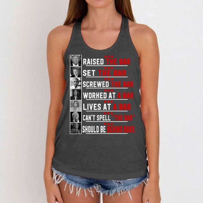 Funny Raised The Bar Pro Donald Trump Quote Women's Knotted Racerback Tank