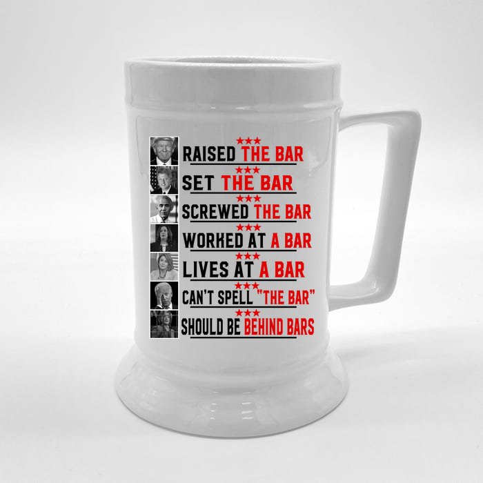 Funny Raised The Bar Pro Donald Trump Quote Front & Back Beer Stein