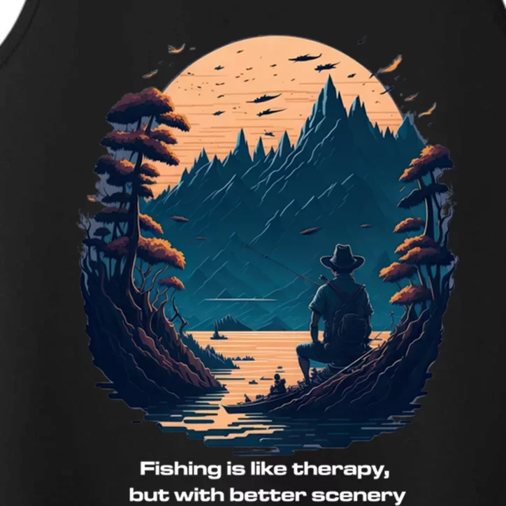 Fishing Relaxing Therapy Quote Meaningful Gift Performance Tank