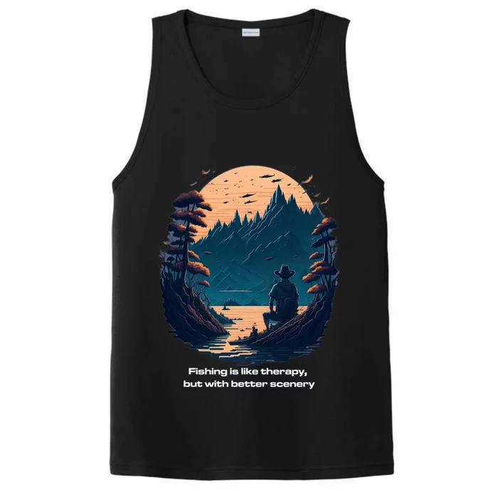 Fishing Relaxing Therapy Quote Meaningful Gift Performance Tank