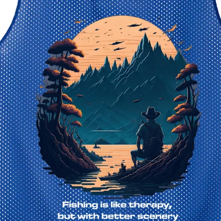 Fishing Relaxing Therapy Quote Meaningful Gift Mesh Reversible Basketball Jersey Tank