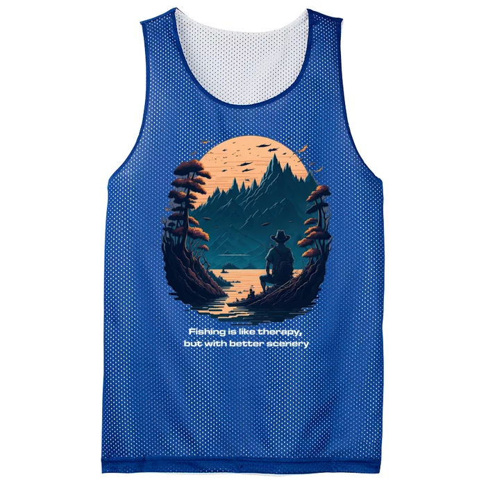 Fishing Relaxing Therapy Quote Meaningful Gift Mesh Reversible Basketball Jersey Tank