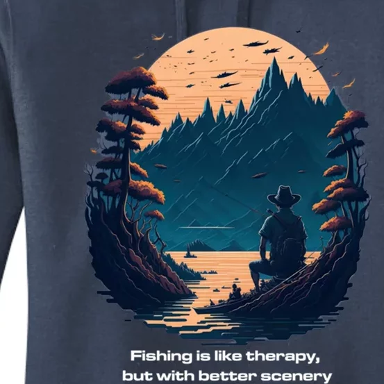 Fishing Relaxing Therapy Quote Meaningful Gift Women's Pullover Hoodie