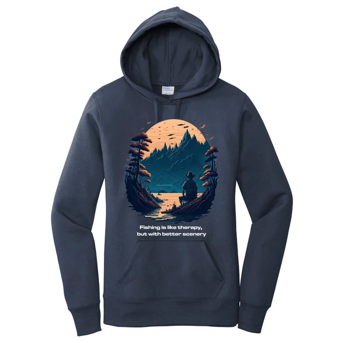 Fishing Relaxing Therapy Quote Meaningful Gift Women's Pullover Hoodie