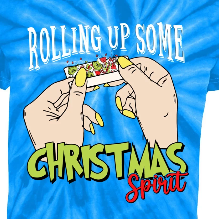 Funny Rolling Up Some Christmas Spirit Xmas Family Matching Gift Kids Tie-Dye T-Shirt