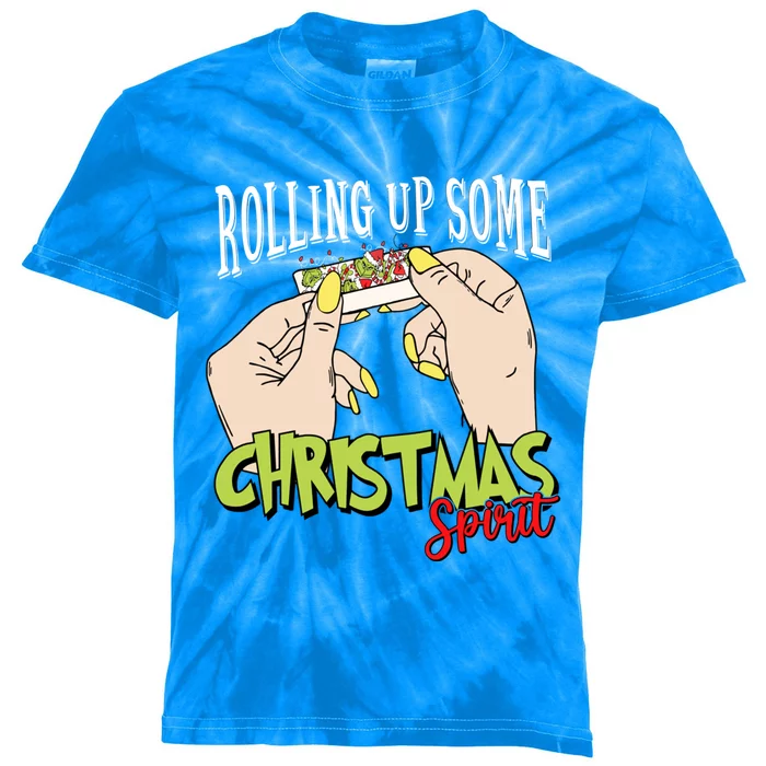 Funny Rolling Up Some Christmas Spirit Xmas Family Matching Gift Kids Tie-Dye T-Shirt