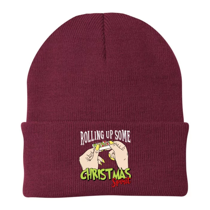 Funny Rolling Up Some Christmas Spirit Xmas Family Matching Gift Knit Cap Winter Beanie