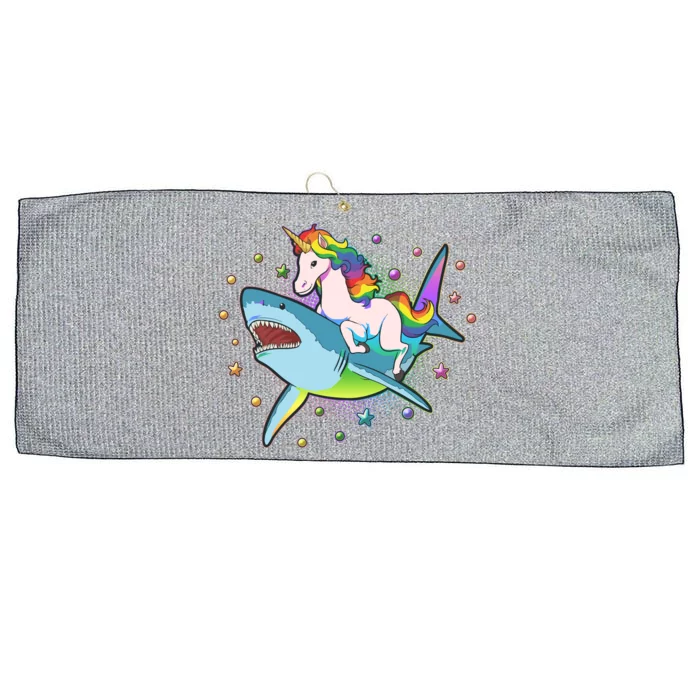 Funny Rainbow Unicorn Riding Shark Large Microfiber Waffle Golf Towel