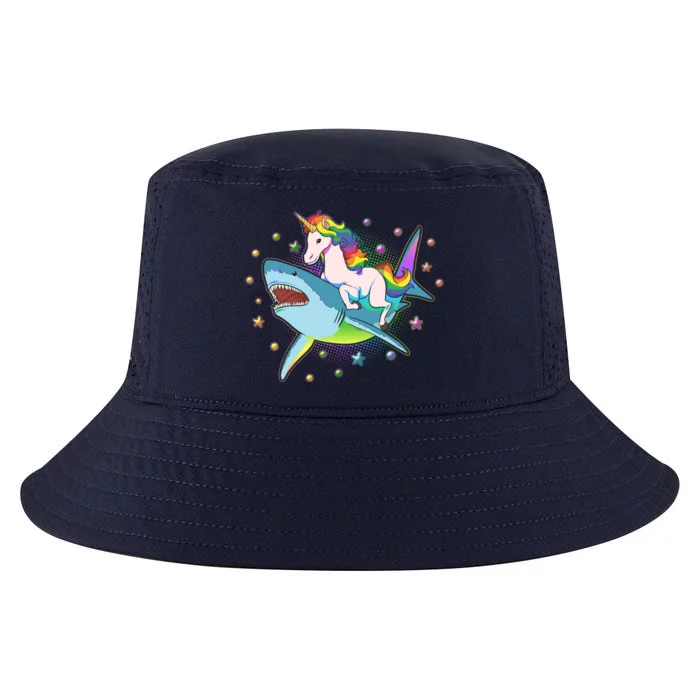 Funny Rainbow Unicorn Riding Shark Cool Comfort Performance Bucket Hat