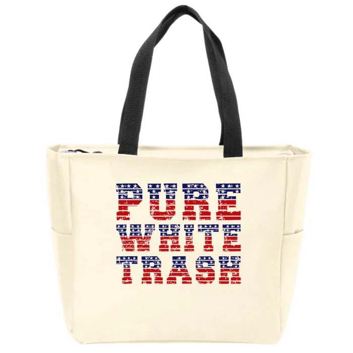 Funny Redneck Usa American Flag Pure White Trash Zip Tote Bag