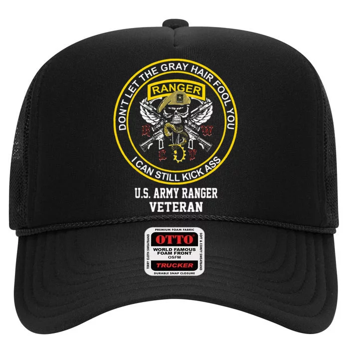 Funny Retired Us Ranger Veteran Usa Military Vet High Crown Mesh Trucker Hat