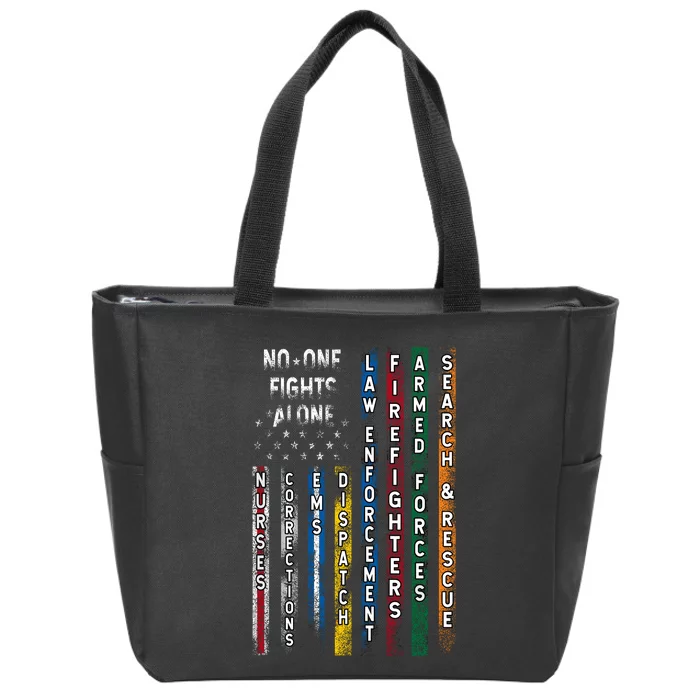 First Responders Usa Flag Police Firefighter Appreciation Zip Tote Bag