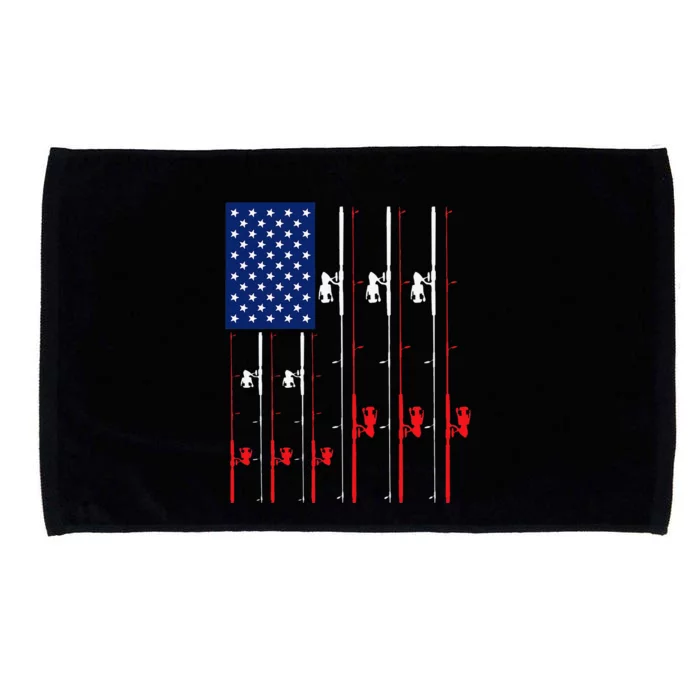 Fishing Rod US Flag Cute Fish Hunting Gift Microfiber Hand Towel