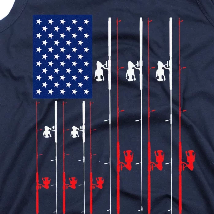 Fishing Rod US Flag Cute Fish Hunting Gift Tank Top