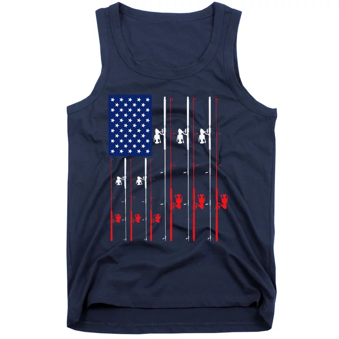 Fishing Rod US Flag Cute Fish Hunting Gift Tank Top